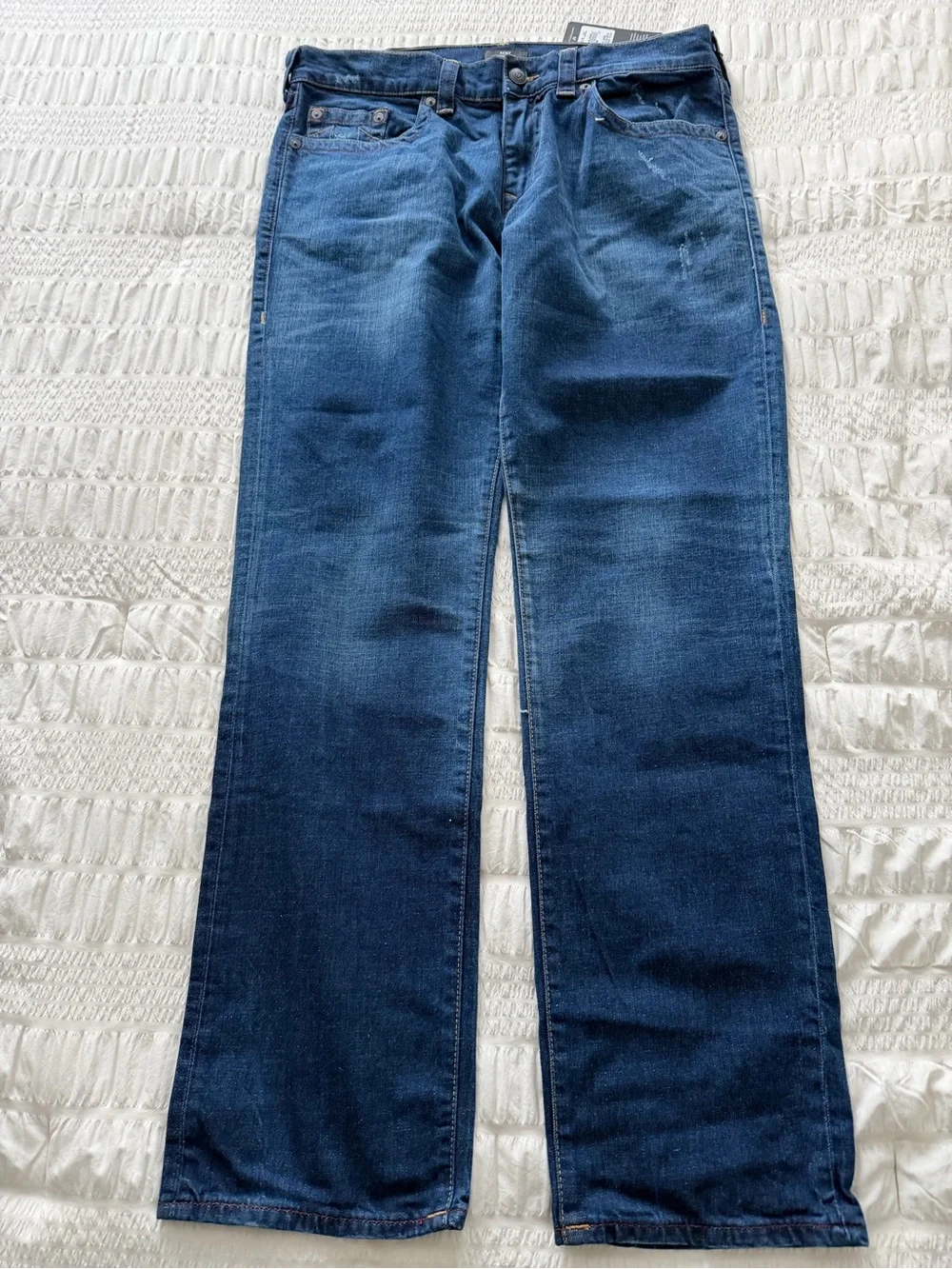True Religion Ricky Relaxed Straight Jeans in Blue Denim